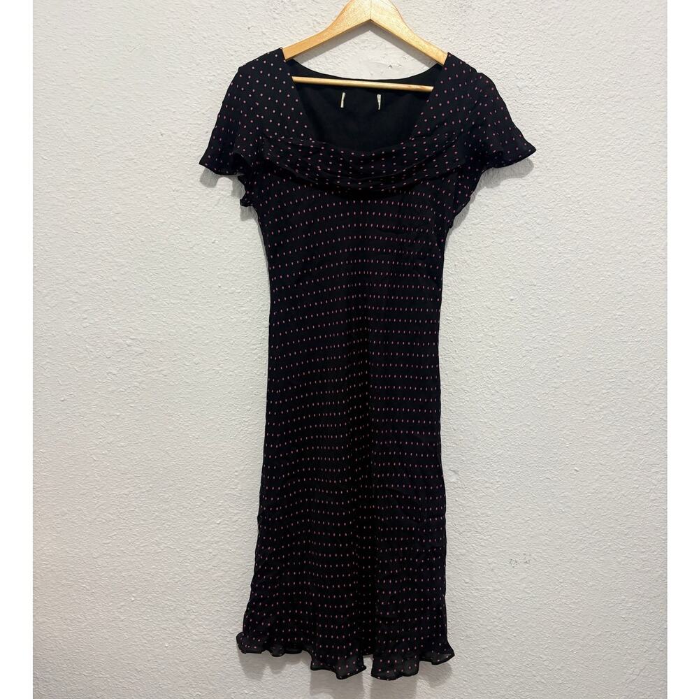 Vintage Silk Midi Dress Polka Dot Betty Boop Cowl Neck Feminine Romantic